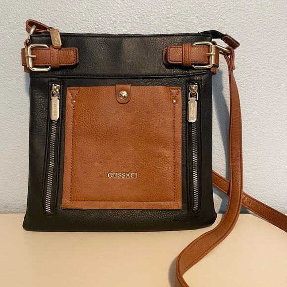 Gussaci Handbags - Gussaci Italy Crossbody Handbag Women Black/BrownFaux Leather Lined Purse